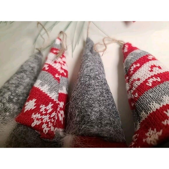 NWT Lot of 4 Vdealen Holiday Christmas Ornament Gnome Plush Red Gray White 6" - Picture 6 of 7